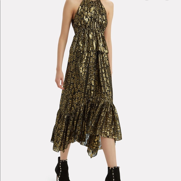 A.L.C Black and Golden Leopard Rosa midi dress - Picture 6 of 12